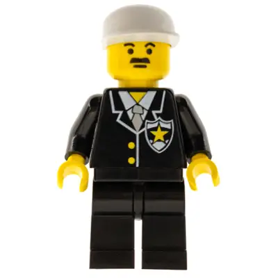 Police - Suit with Sheriff Star, Black Legs, White Cap