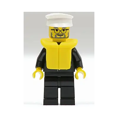 Police - City Suit with Blue Tie and Badge, Black Legs, White Hat, Life Jacket