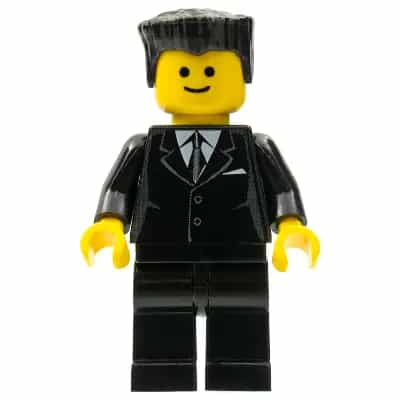 Suit Black, Black Flat Top Hair, Standard Grin