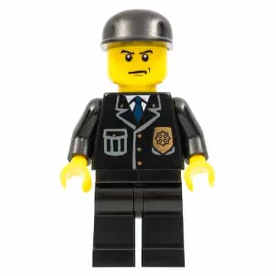 Police - City Suit with Blue Tie and Badge, Black Legs, Black Cap