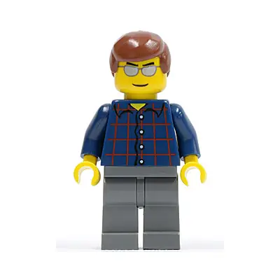 Plaid Button Shirt, Dark Bluish Gray Legs, Reddish Brown Male Hair, Silver Sunglasses