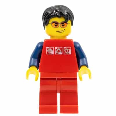 Red Shirt with 3 Silver Logos, Dark Blue Arms, Red Legs