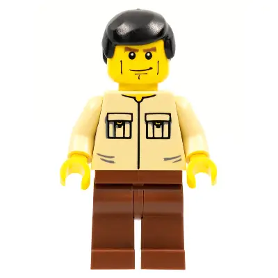Shirt with 2 Pockets No Collar, Reddish Brown Legs, Black Male Hair