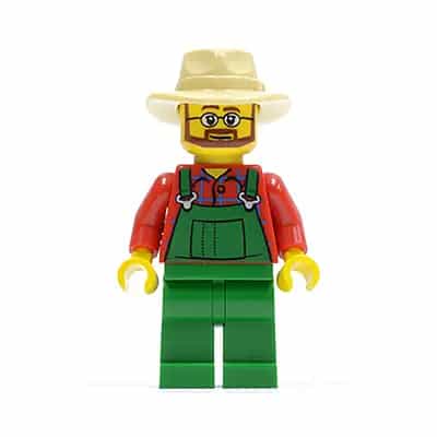 Overalls Farmer Green, Tan Fedora, Beard and Glasses