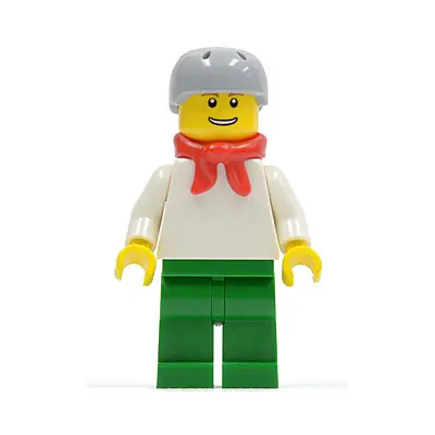 Plain White Torso with White Arms, Green Legs, Helmet and Scarf