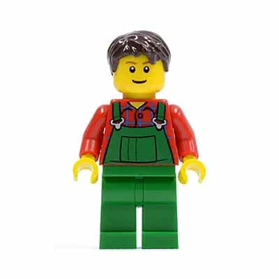Overalls Farmer Green, Dark Brown Short Tousled Hair