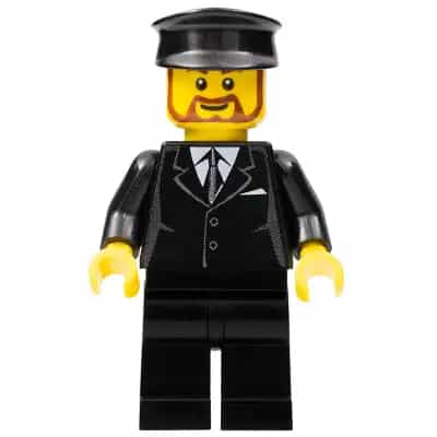 Suit Black, Black Police Hat, Brown Beard Rounded - Tram Driver