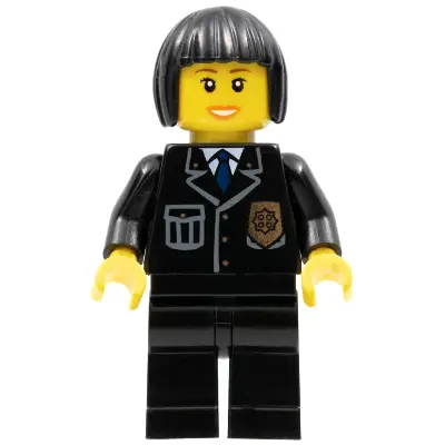Police - City Suit with Blue Tie and Badge, Black Legs, Black Bob Cut Hair