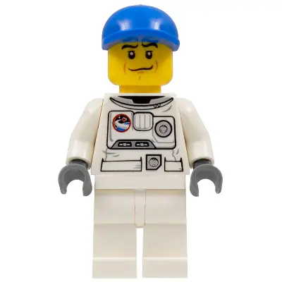 Spacesuit, White Legs, Blue Short Bill Cap, Black Eyebrows
