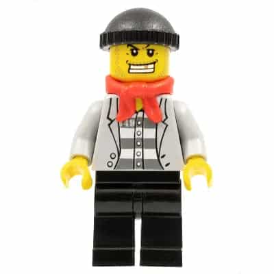 Police - Jail Prisoner Jacket over Prison Stripes, Black Legs, Black Knit Cap, Gold Tooth, Bandana