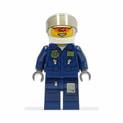 Forest Police - Helicopter Pilot, Dark Blue Flight Suit with Badge, Helmet