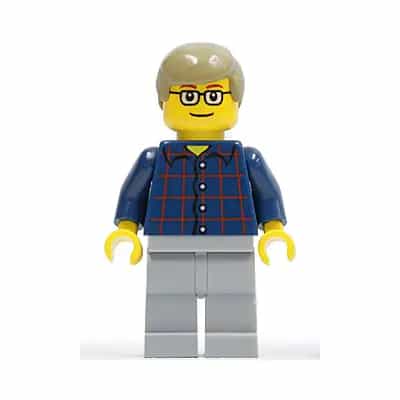 Plaid Button Shirt, Light Bluish Gray Legs, Dark Tan Male Hair, Glasses