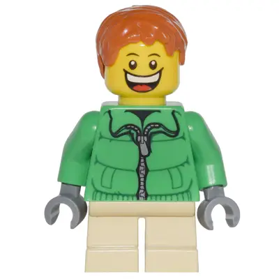 Winter Jacket Zipper, Tan Short Legs, Dark Orange Short Tousled Hair