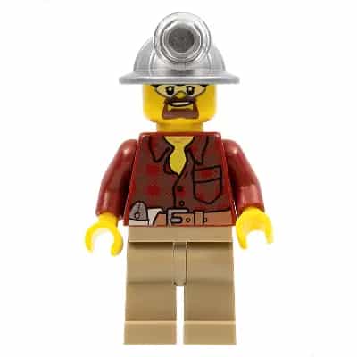 Flannel Shirt with Pocket and Belt, Dark Tan Legs, Mining Helmet, Safety Goggles