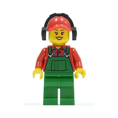 Overalls Farmer Green, Red Cap with Hole, Headphones