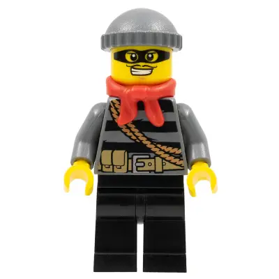 Police - City Burglar, Dark Bluish Gray Knit Cap, Red Bandana, Mask