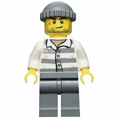 Police - Jail Prisoner 86753 Prison Stripes, Dark Bluish Gray Knit Cap