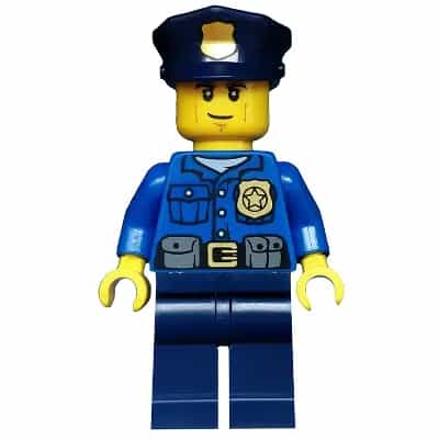 Police - City Officer, Gold Badge, Police Hat, Cheek Lines