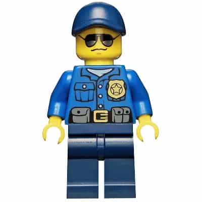Police - City Officer, Gold Badge, Dark Blue Cap with Hole, Sunglasses