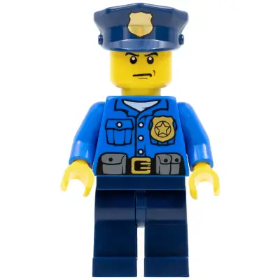 Police - City Officer, Gold Badge, Police Hat, Scowl