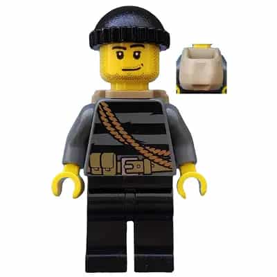 Police - City Burglar, Knit Cap and Open Backpack