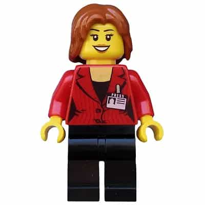 Press Woman / Reporter - Black Legs, Dark Orange Mid-Length Tousled Hair