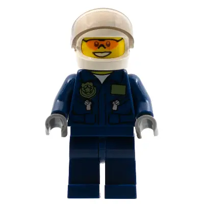 Swamp Police - Helicopter Pilot, Dark Blue Flight Suit with Badge, Helmet, Plain Hips and Legs