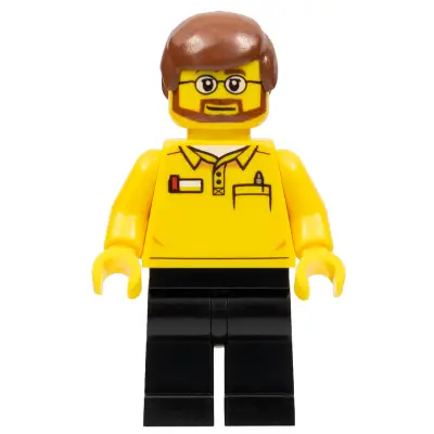 LEGO Store Employee, Black Legs, Beard and Glasses