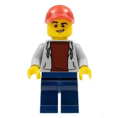 ATV Driver - Male, Open Hoodie, Dark Blue Legs, Red Cap