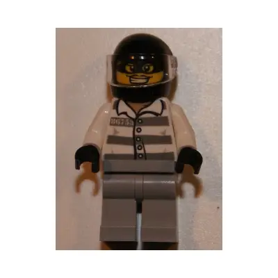 Police - Jail Prisoner 86753 Prison Stripes, Black Helmet with Visor