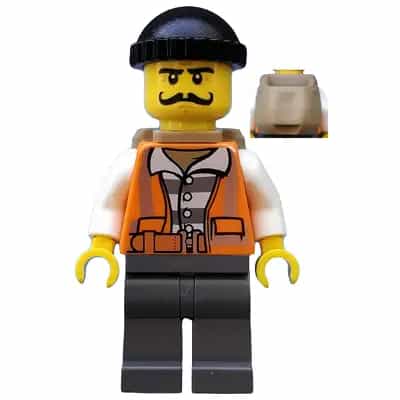 Police - City Bandit Male with Orange Vest, Black Knit Cap, Moustache Curly Long