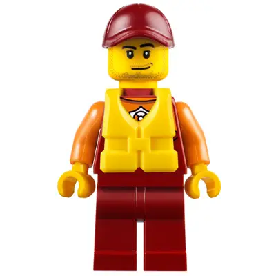 Coast Guard City - Lifeguard, Dark Red Cap with Smirk and Life Jacket