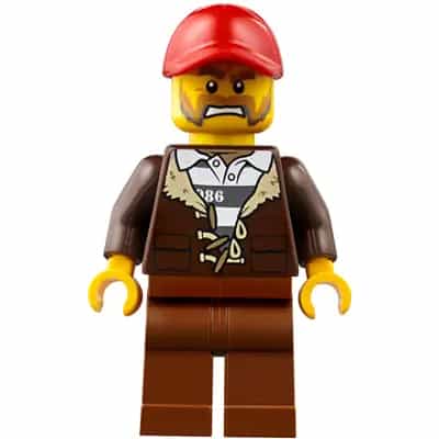 Mountain Police - Crook Male with Lined Jacket over Prisoner Shirt, Red Cap