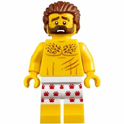 Mountain Police - Crook Male Bare Chest, White Underwear with Red Pawprints Pattern