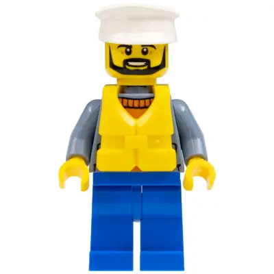 Coast Guard City - Ship Captain with White Hat and Life Jacket
