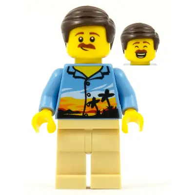 Hiker, Male Parent, Palm Tree Shirt, Moustache, Dark Brown Smooth Hair