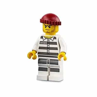 Sky Police - Jail Prisoner 50380 Prison Stripes, Stubble, Dark Red Knit Cap