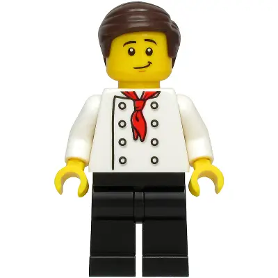 Burger Chef - White Torso with 8 Buttons, No Wrinkles Front or Back, Black Legs, Dark Brown Hair