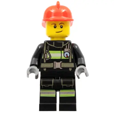 Fire - Reflective Stripes with Utility Belt, Red Fire Helmet, Lopsided Smile