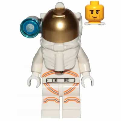 Astronaut - Male, White Spacesuit with Orange Lines, Side Lamp, Smirk and Cheek Lines