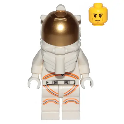 Astronaut - Male, White Spacesuit with Orange Lines, Smirk, Cheek Lines, Black Eyebrows