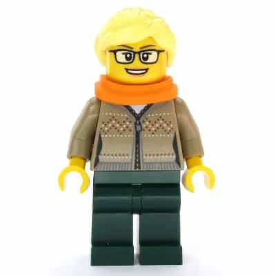 Hot Drinks Stand Clerk - Female, Dark Tan Sweater, Scarf, Ponytail