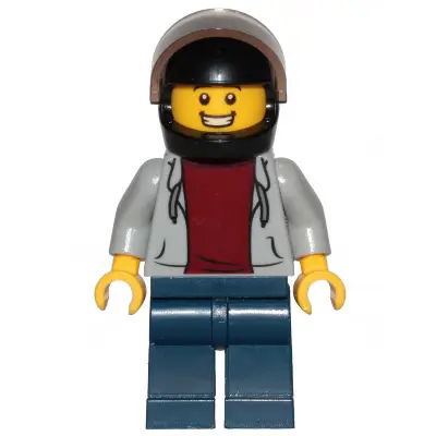 Pizza Delivery Guy - Hooded Sweatshirt, Dark Blue Legs, Black Helmet