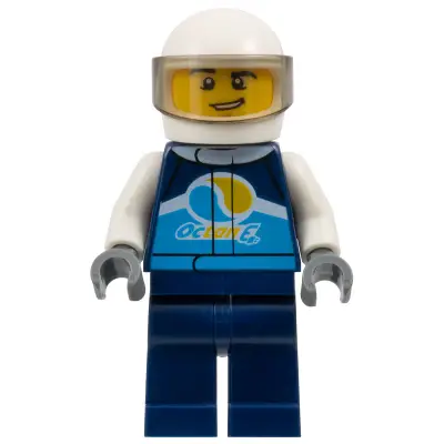 Race Car Driver, Male, Dark Blue 'Octan E' Racing Jacket and Legs, White Helmet