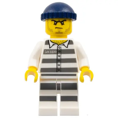 Police - Jail Prisoner 50380 Prison Stripes, Stubble, Dark Blue Knit Cap