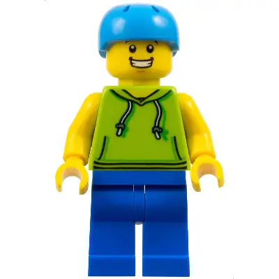 Skateboarder - Male, Lime Hoodie, Blue Legs, Dark Azure Helmet