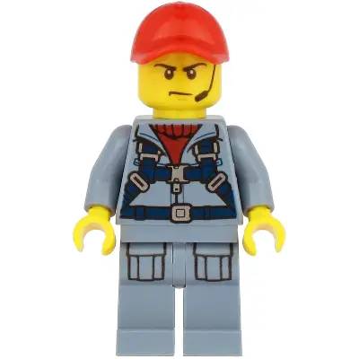 Ocean Submarine Pilot - Male, Harness, Sand Blue Legs with Pockets, Red Cap, Headset