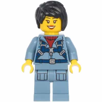 Ocean Mini-Submarine Pilot - Female, Harness, Sand Blue Legs with Pockets, Black Hair
