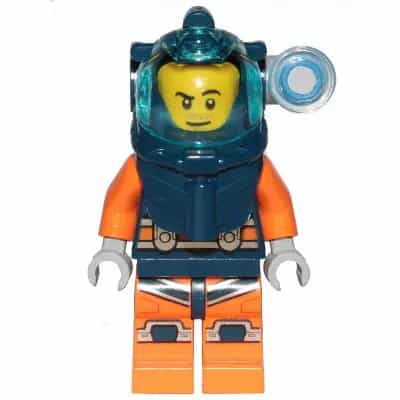 Deep Sea Diver - Male, Dark Blue Helmet, Side Lamp, Stubble