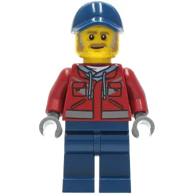 Truck Driver - Male, Dark Red Hooded Sweatshirt, Dark Blue Legs, Dark Blue Cap